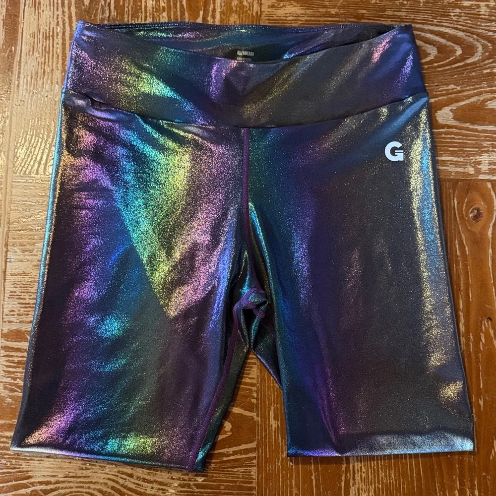 GRRRL Iridescent Rainbow Multicolor Athletic Leggings - Picture 3 of 5